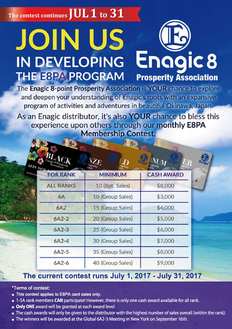 2017 E8PA Membership Contest Enagic Global Contest